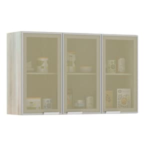 Armário para Cozinha 120 cm 3 Portas Vidro Reflecta Bronze Luciane Móveis