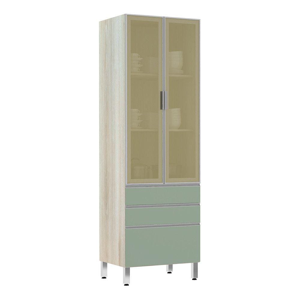 Paneleiro 70cm 2 Portas Vidro Reflecta Bronze 2 Gavetas 1 Gavetão Lis Luciane Móveis