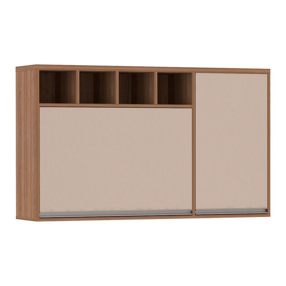 Armário Aéreo 120 cm 1 Porta de abrir 1 Porta Basculante e Nicho Superior Lari Luciane Móveis