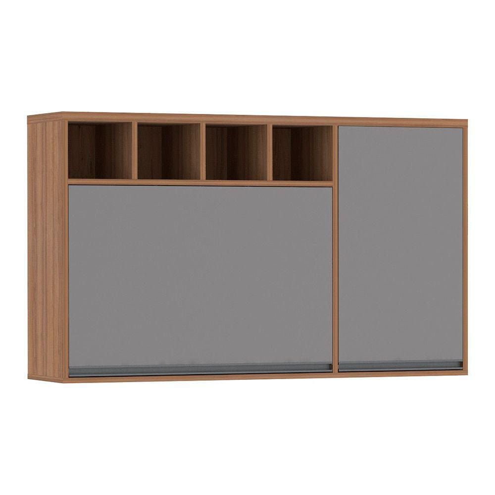 Armário Aéreo 120 cm 1 Porta de abrir 1 Porta Basculante e Nicho Superior Isa Luciane Móveis