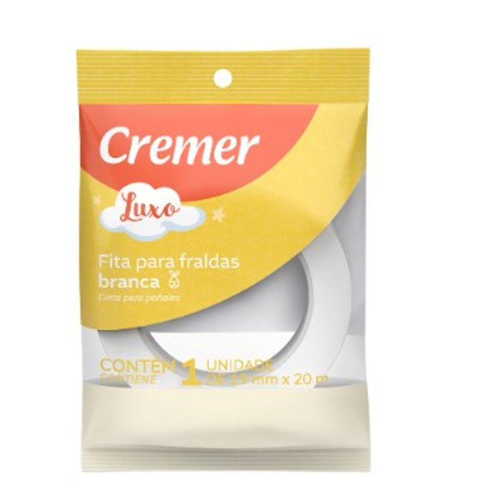 Fita Para Fralda 20 Metros Crepe Cremer Luxo Branca Azul Rosa