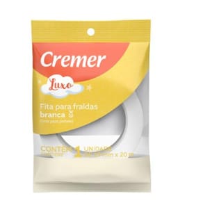 Fita Para Fralda 20 Metros Crepe Cremer Luxo Branca Azul Rosa