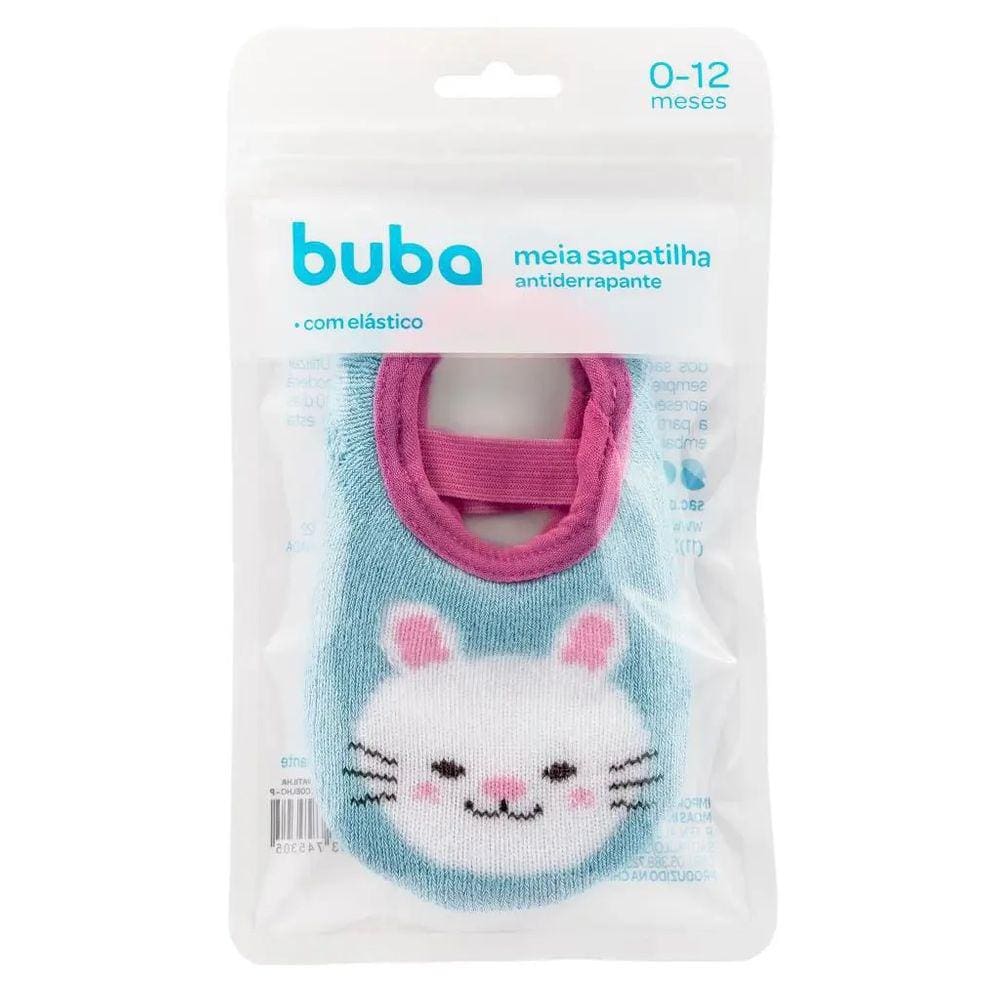 Meia Sapatilha Antideslizante Bebê Tamanho M com Elástico Buba