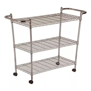 Carrinho Organizador Multiuso Com Rodas Cromado 97x77x35cm
