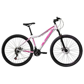 Bicicleta Aro 29 Feminina Alfameq Alumínio 21v Freio A Disco Suspensão Dianteira - Branco/Rosa