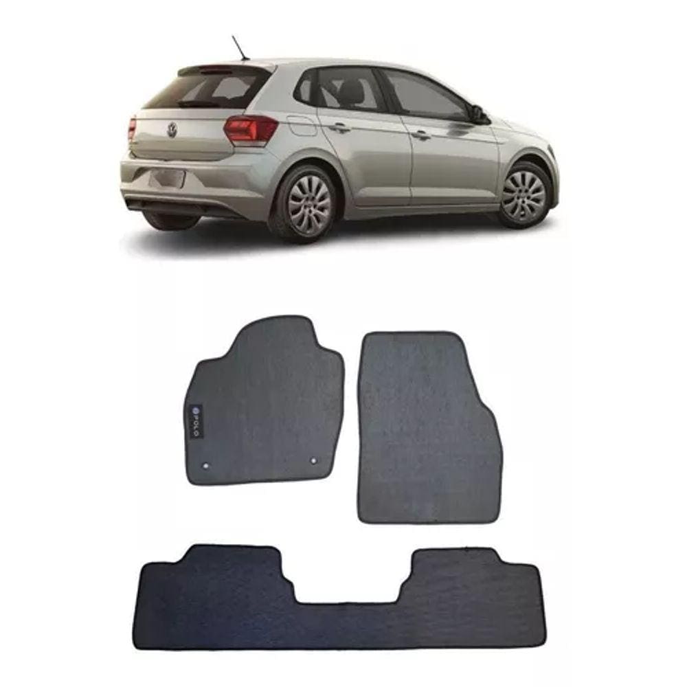 Tapete Borracha Novo Polo 2018 A 2020 Preto Com Bordado