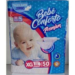 Fralda Inf Bebe Conforto Premium Jumbo Xg C/50