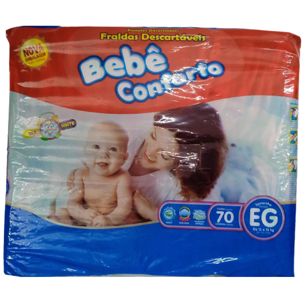Fralda Infantil Bebe Conforto Mega Eg C/70