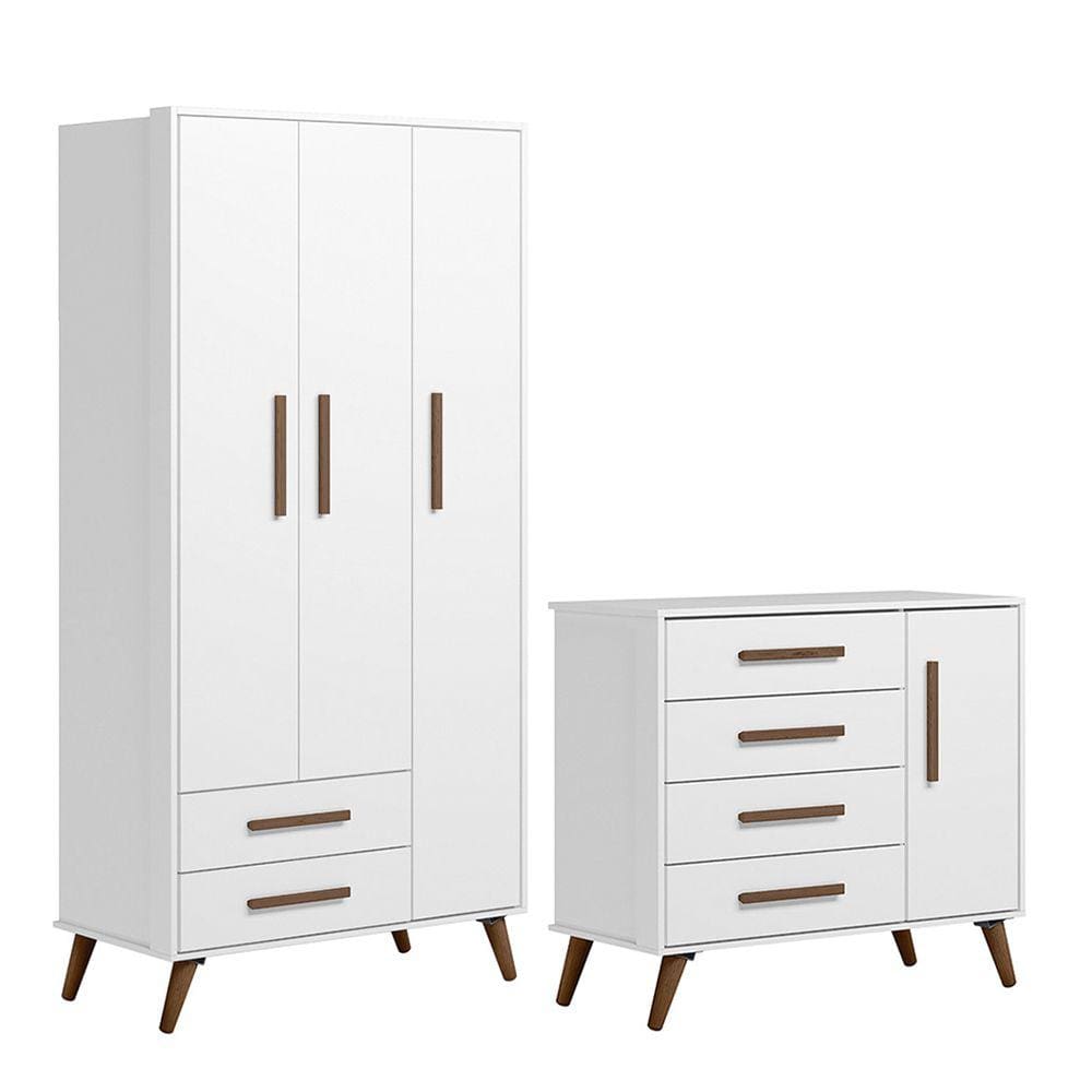 Quarto de Bebê Qencanto com Roupeiro e Cômoda Qmovi Branco
