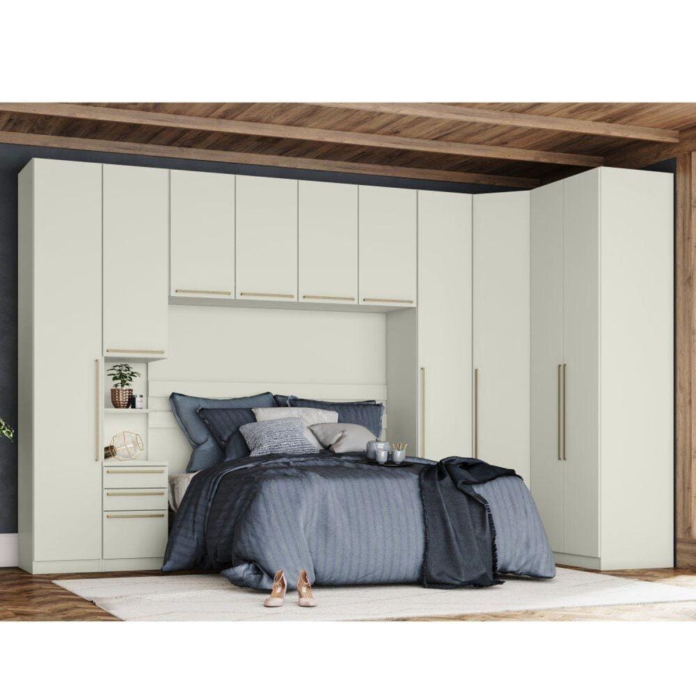 Quarto Modulado Completo Casal 6 Peças 10 Portas 3 Gavetas Prediletto Henn Areia HP