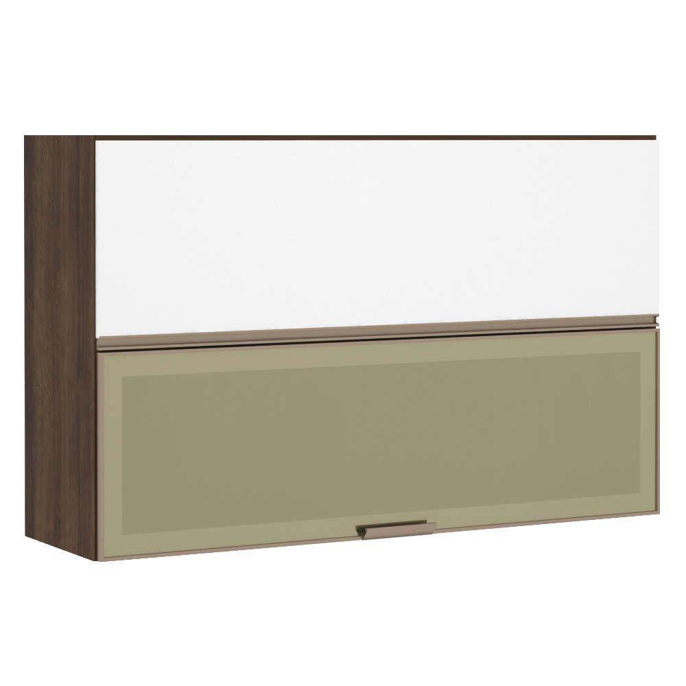 Armário Aéreo 120cm 2 Portas Basculantes Misto com Vidro Reflecta Bronze Jade Luciane Móveis