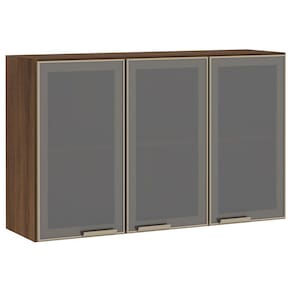 Armário Aéreo 120cm 3 Portas em Alumínio Inox e Vidro Reflecta Prata Jade Luciane Móveis