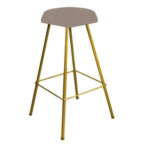 Banqueta Alta Hexágono Bancada Bistrô Ferro Dourado Bege