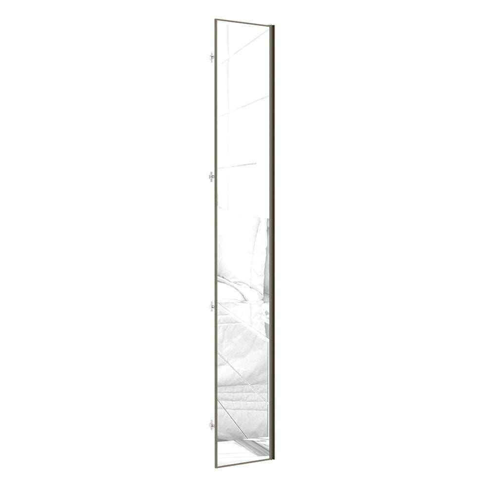 Porta Lateral Closet para Roupeiro 4 Portas com Espelho e Puxador Perfil Inox Luciane Móveis
