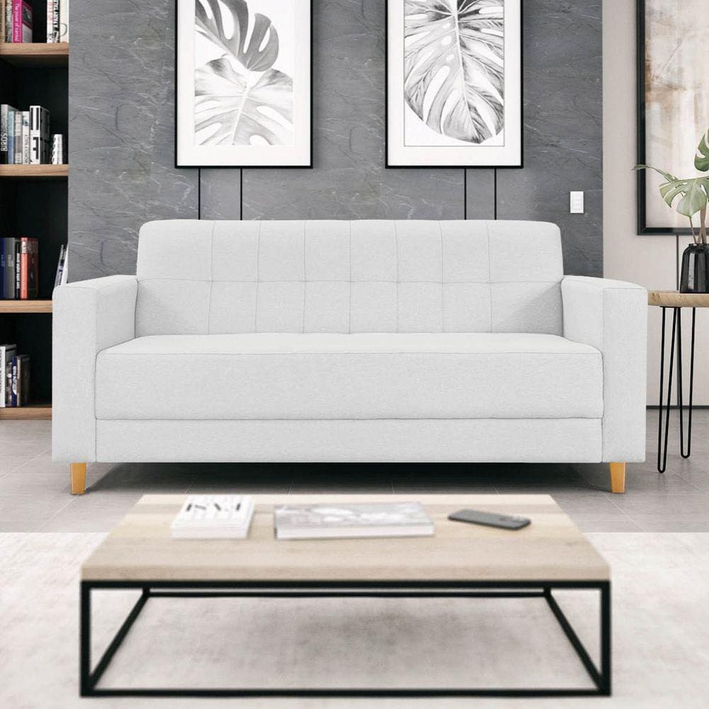 Sofá 2 Lugares 180cm Suede Dallas Maranata Estofados Branco