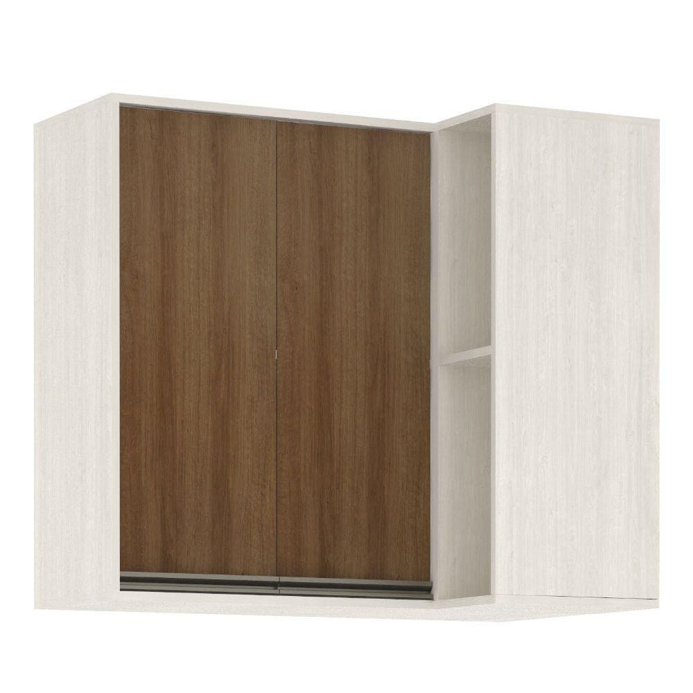 Armário Aéreo Canto Reto de Cozinha 95 cm 2 Portas 4 Prateleiras Linea Luciane Móveis