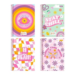 Caderno Espiral Foroni Universitário Capa Dura Joyfull 10 Matérias 160 Folhas - Embalagem com 4 Unidades