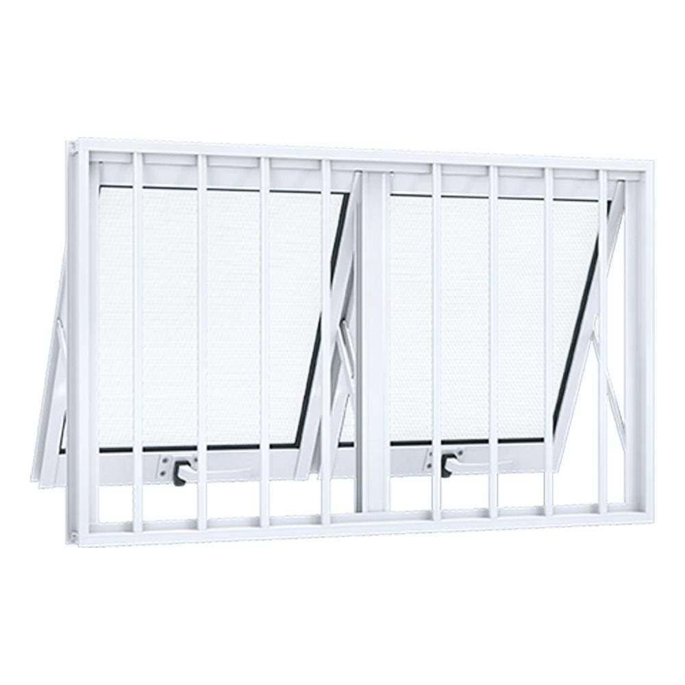 Janela de Aluminio Maxim-ar Duplo 60x118cm com Grade Lucasa Alumínios Branco