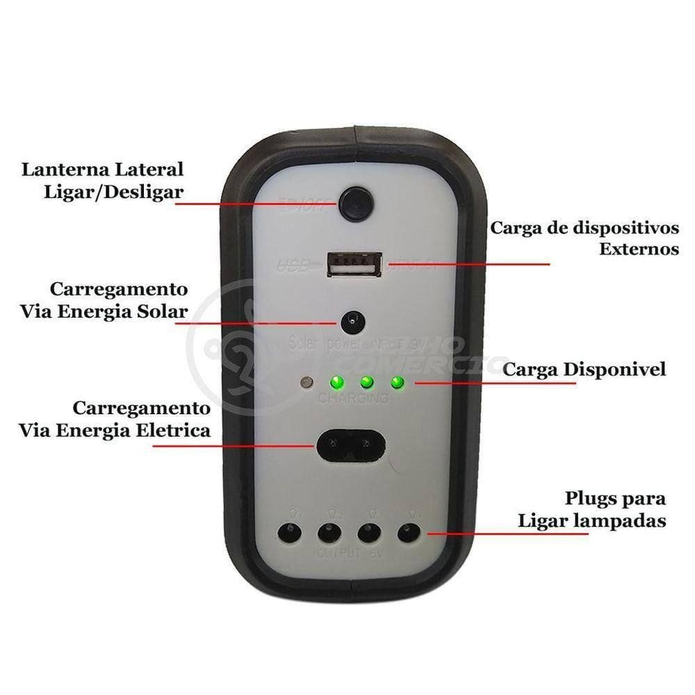 Kit Lanterna Placa Solar Carregador Portatil Energia Nº 8