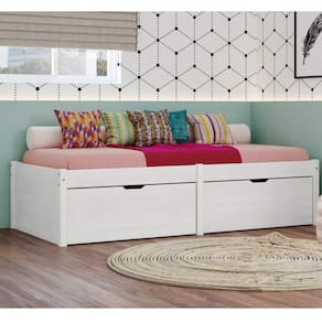 Cama Solteiro 2 Gavetas Madeira Maciça Beauty Inter Link Branco Lavado