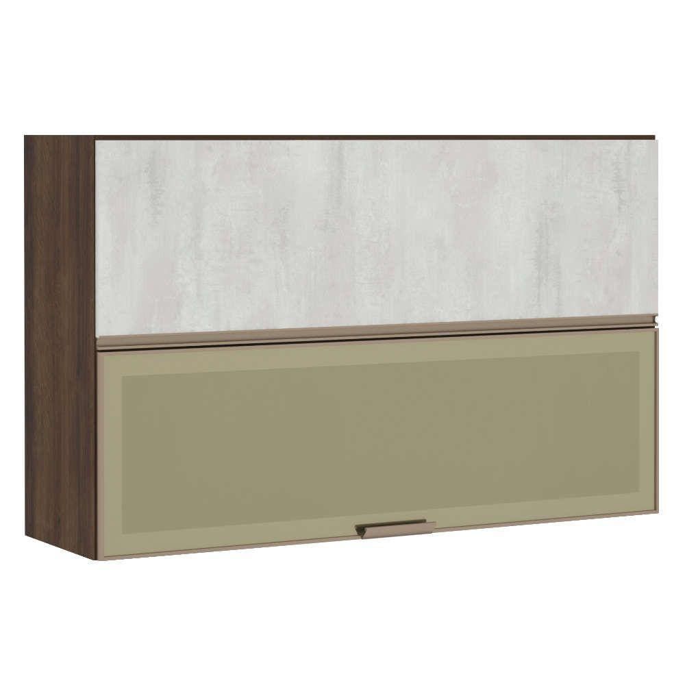 Armário Aéreo 120cm 2 Portas Basculantes Misto com Vidro Reflecta Bronze Jade Luciane Móveis