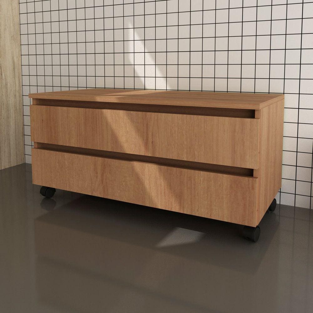 Gabinete para Banheiro com Rodizios 80cm 2 Gavetas BN3603 Tecno Mobili Amendoa