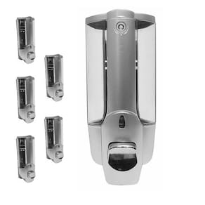 Dispenser Sabonete Liquido Kit 5 Unidades Shampoo Gel Detergente Banheiro Lavabo Hotel Restaurante Bar Shopping Higiene Limpeza Parede