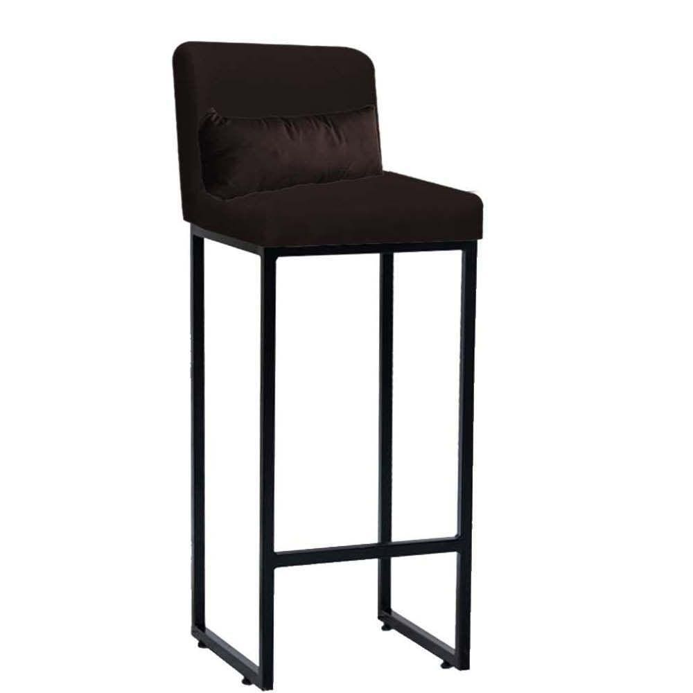Banqueta Alta Industrial Ferro Corino E Almofada Marrom
