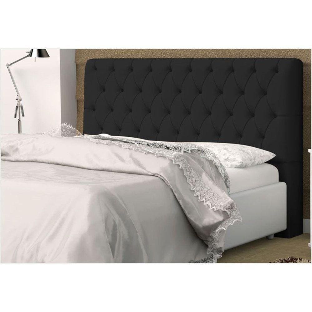 Cabeceira Casal King 195cm Para Cama Box Lady Suede Preto - SA Móveis