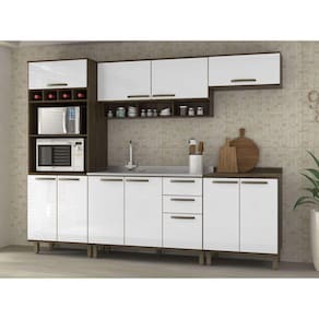 Cozinha Completa Modulada 5 Peças com Paneleiro Torre, Armários e Balcões Sara Luciane Móveis
