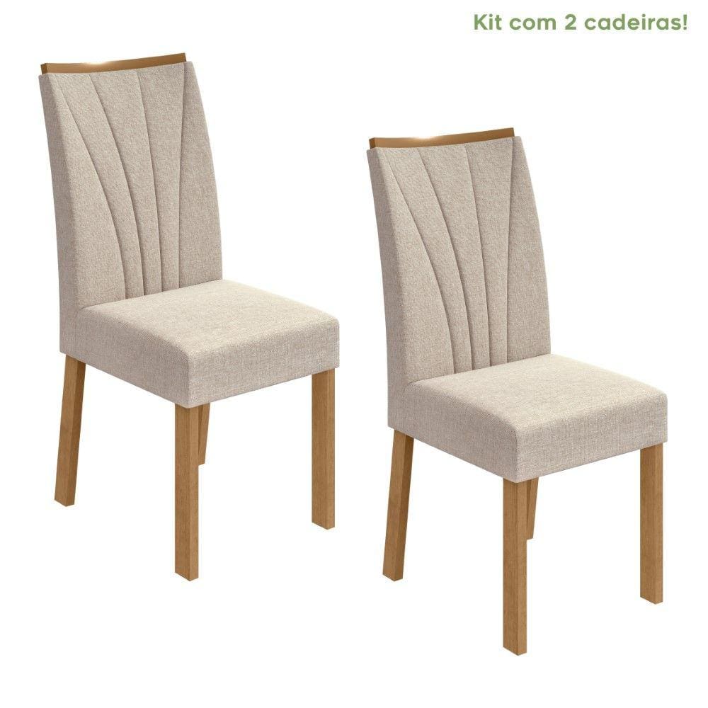 Kit 2 Cadeiras Apogeu Lopas Amêndoa Clean/Linho Rinzai Bege