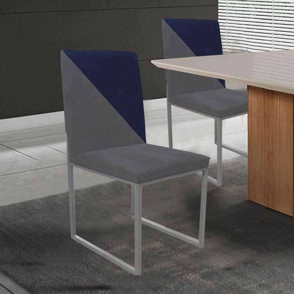 Cadeira Stan Duo Sala De Jantar Cinza E Azul Marinho
