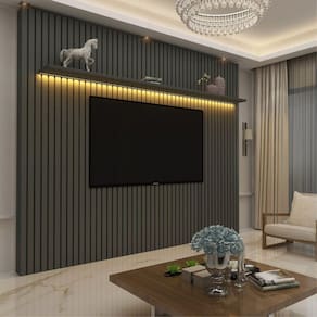 Painel Ripado TV até 85 Polegadas com LED 230cm Nobre Gelius Móveis