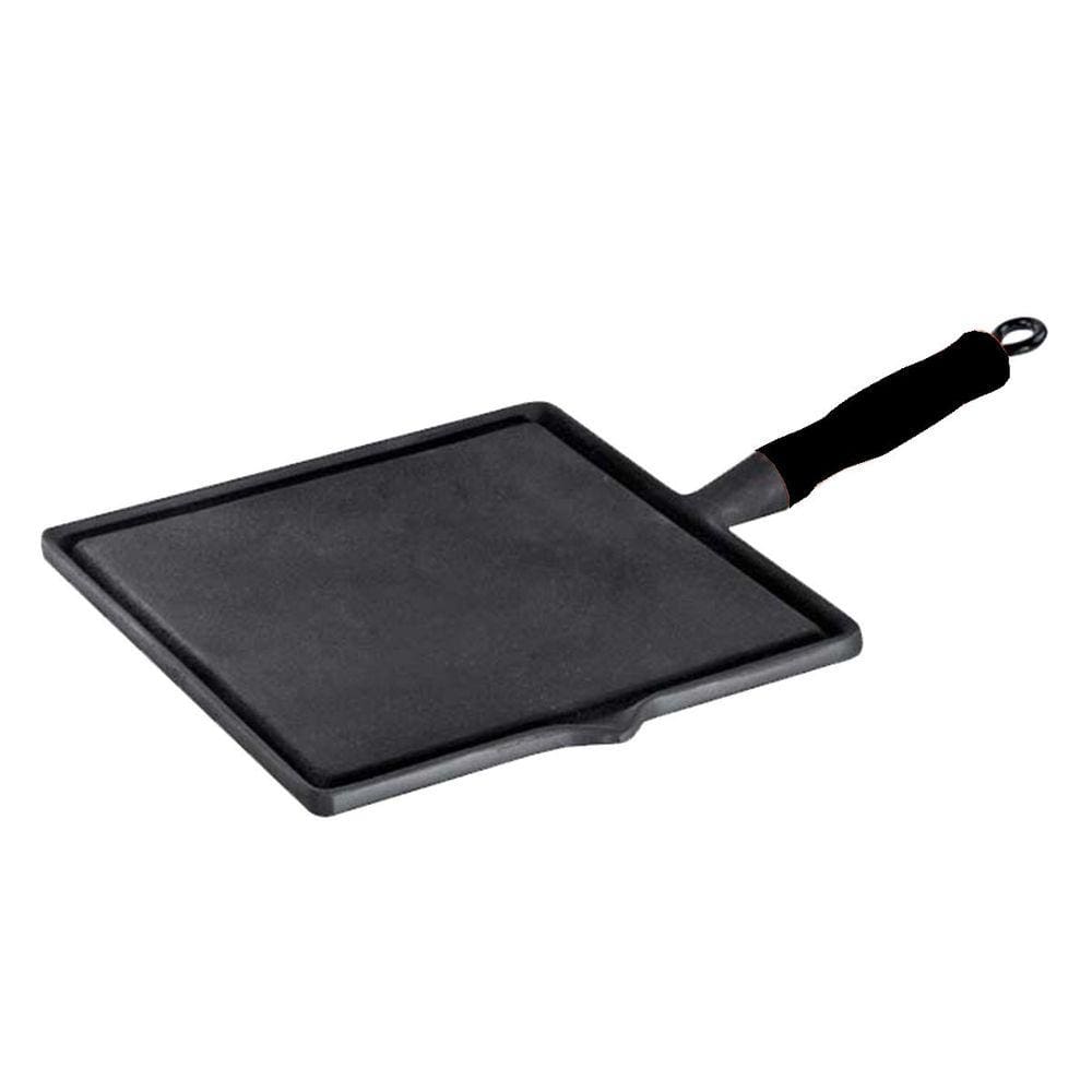Bifeteira quadrada lisa com cabo de silicone Preto 26x26cm