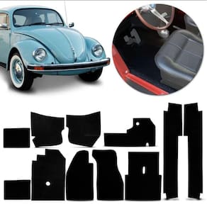 Kit Forração de Assoalho Tapete Carpete Fusca 1970 a 1995 Revestimento Interno Preto 11 Peças