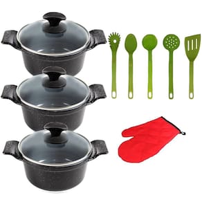 Jogo Panelas Preto Liso Cerâmica Talher Javali AAL 26A30Cm