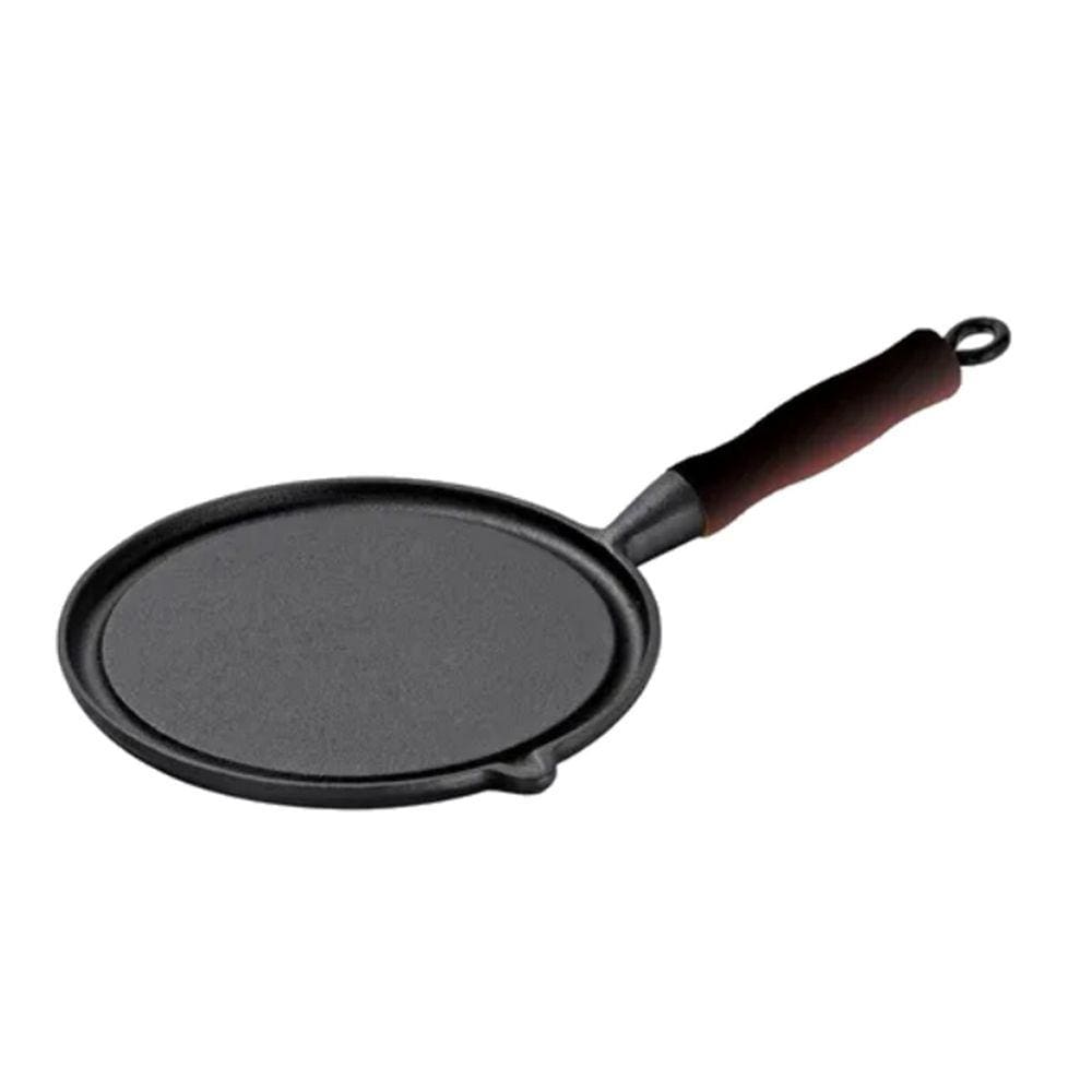 Bifeteira Ferro Redonda Cabo Silicone Preto Lisa 26cm