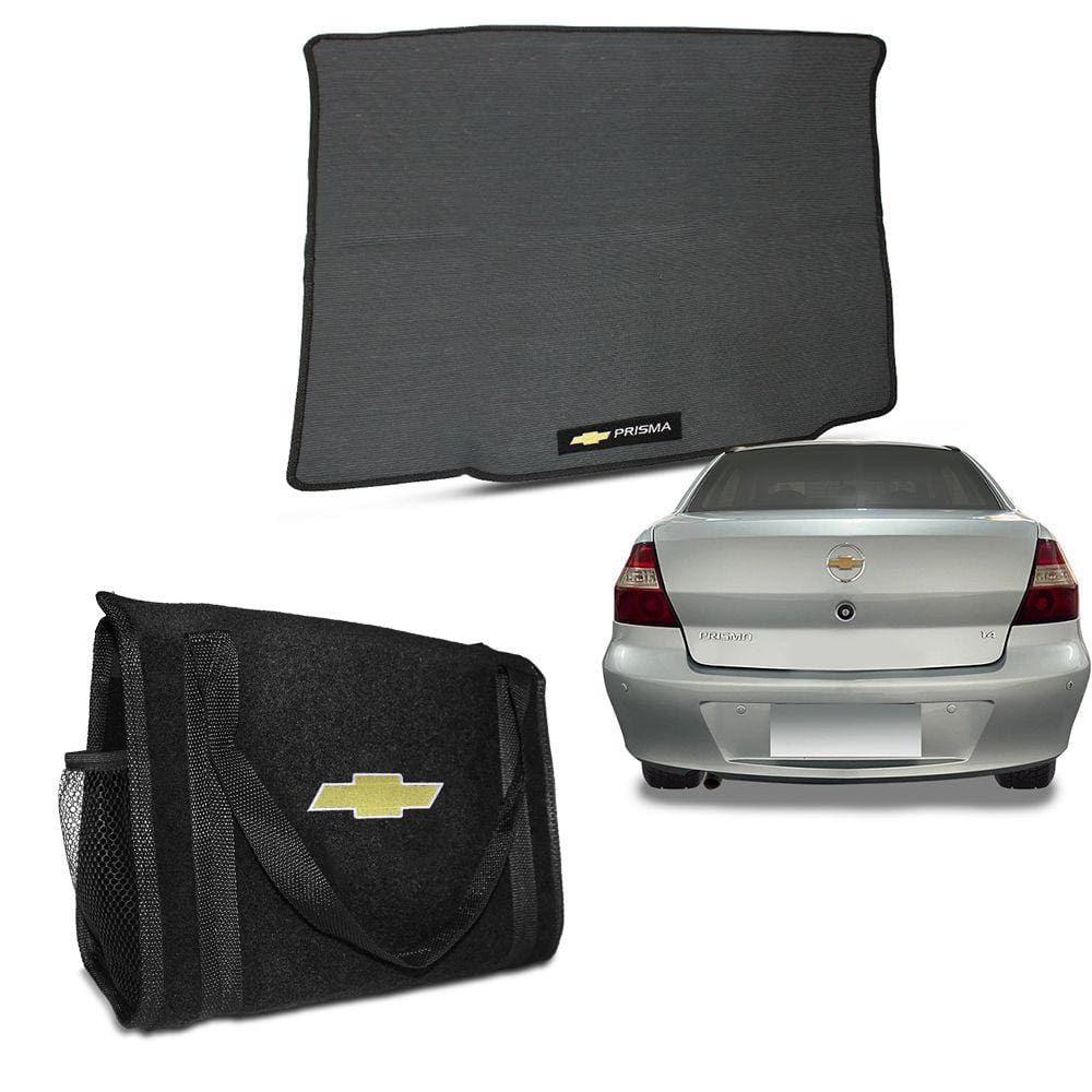 Tapete Porta Malas Prisma 2006 a 2012 Borracha + Bolsa Organizadora para Ferramentas