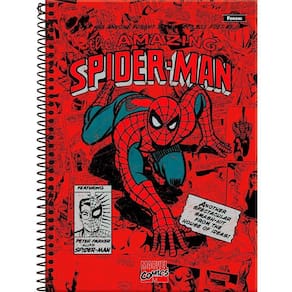 Caderno Espiral Foroni Universitário Capa Dura Marvel 10 Matérias 160 Folhas - Embalagem com 4 Unidades