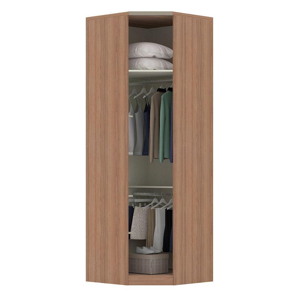Guarda Roupa Closet sem Porta Canto Diagonal 80,5cm 4 Prateleiras 2 Cabideiros Connect Luciane