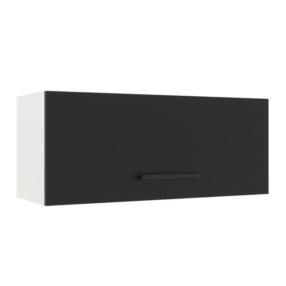 Armário Aéreo Agata 80cm 1 Porta Basculante Branco e Preto