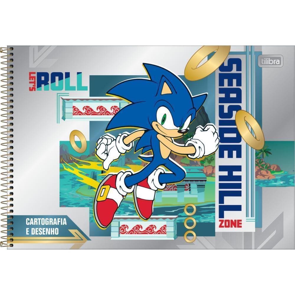 Caderno Desenho Univ Capa Dura Sonic 80Fls.