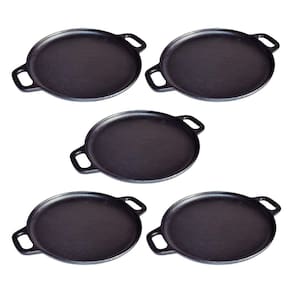 Kit 5 Bifeteira Ferro Fundido Lisa Redonda Alça Ferro 30Cm