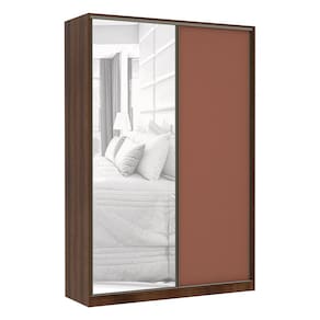 Guarda Roupa 2 Portas de Correr Alumínio Inox com Espelho 3 Gavetas 159 cm Prime Luciane Móveis