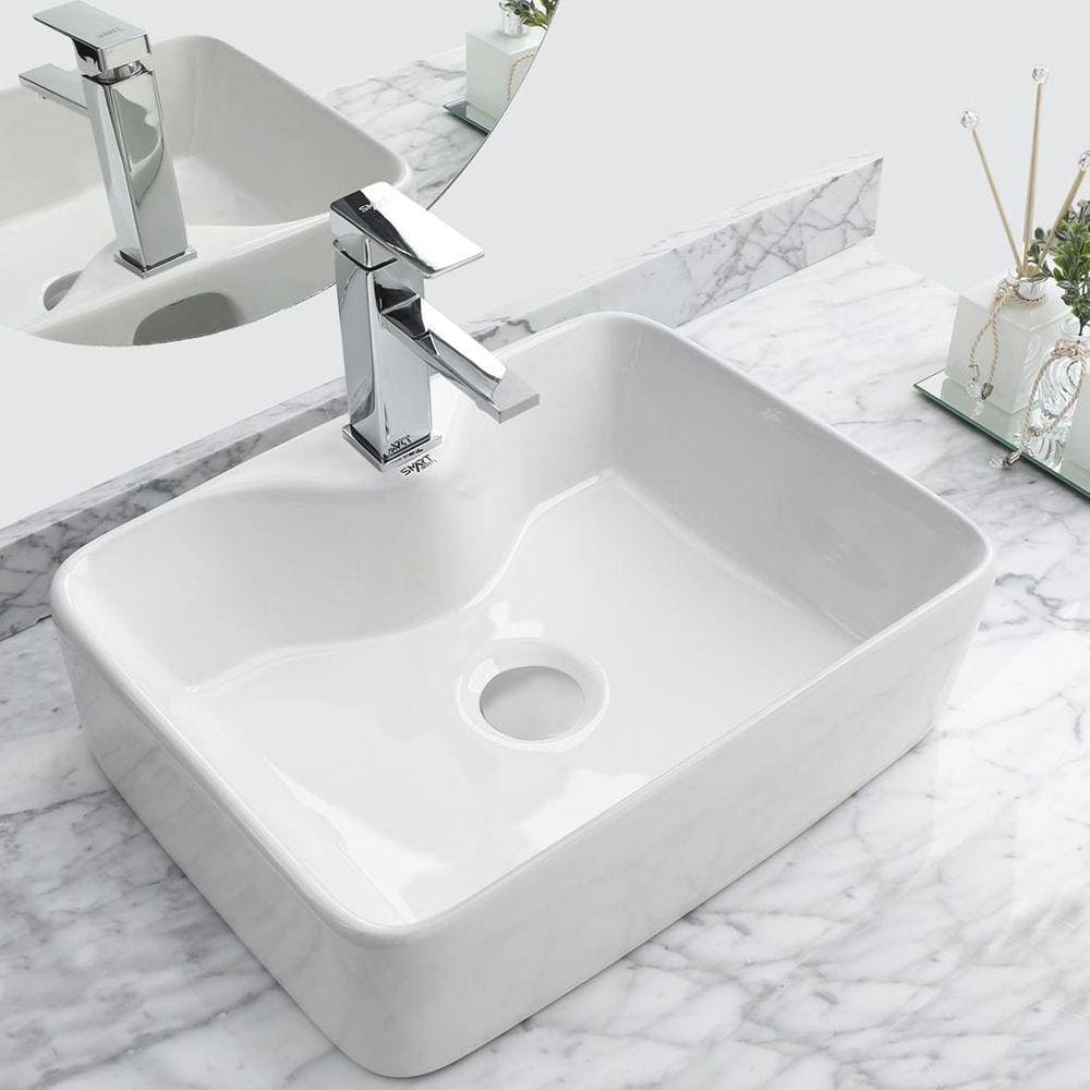 Kit Cuba Pia Louça Cerâmica Banheiro C/ Torn Mono e Válv S10