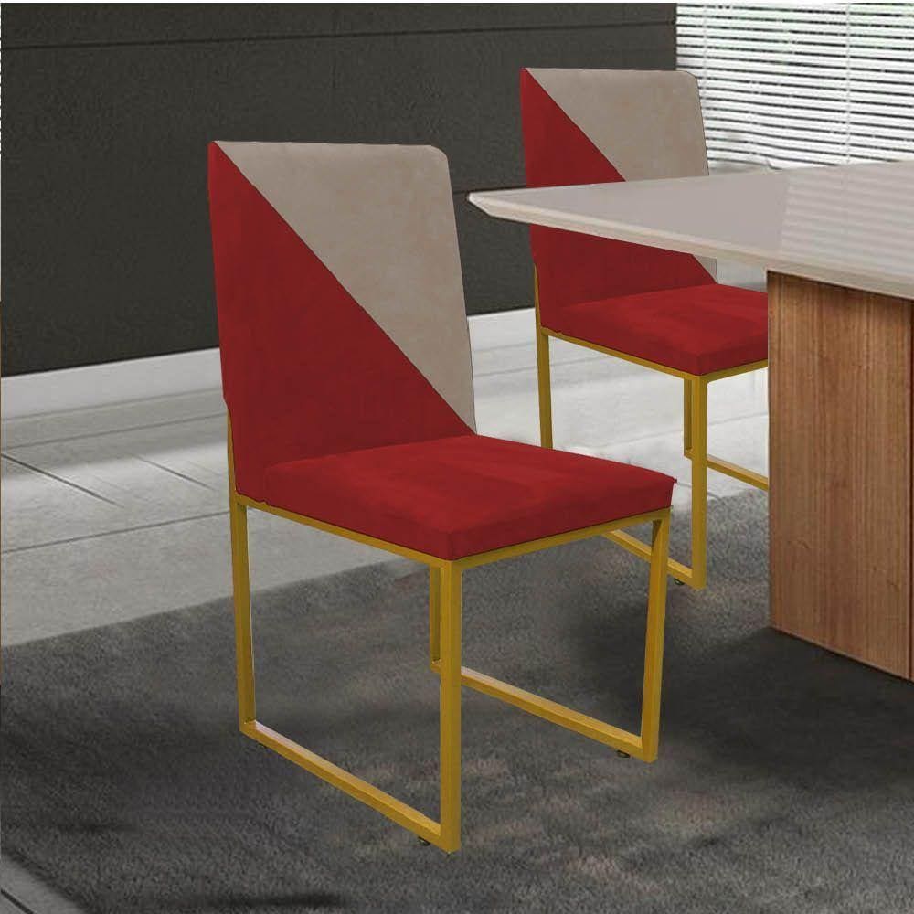 Cadeira Stan Duo Sala De Jantar Vermelho E Bege Bege