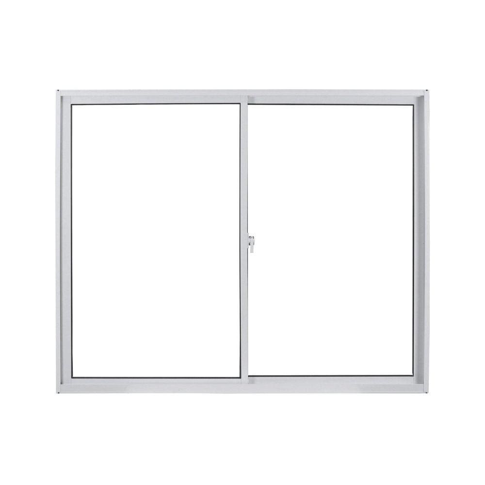 Janela de Alumínio de Correr 100x100cm 2 Folhas com Vidro Liso Linha Soft MGM Branco Branco