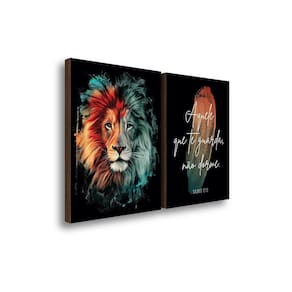Quadros Decorativos Kit Dupla Leão Colorido + Frase 50X70Cm