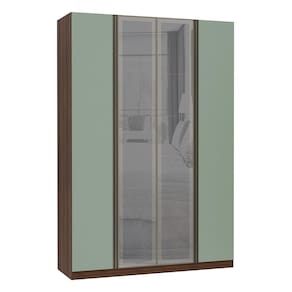 Guarda Roupa 4 Portas Alumínio Inox com Vidro Reflecta Prata 3 Gavetas 159 cm Prime Luciane Móveis