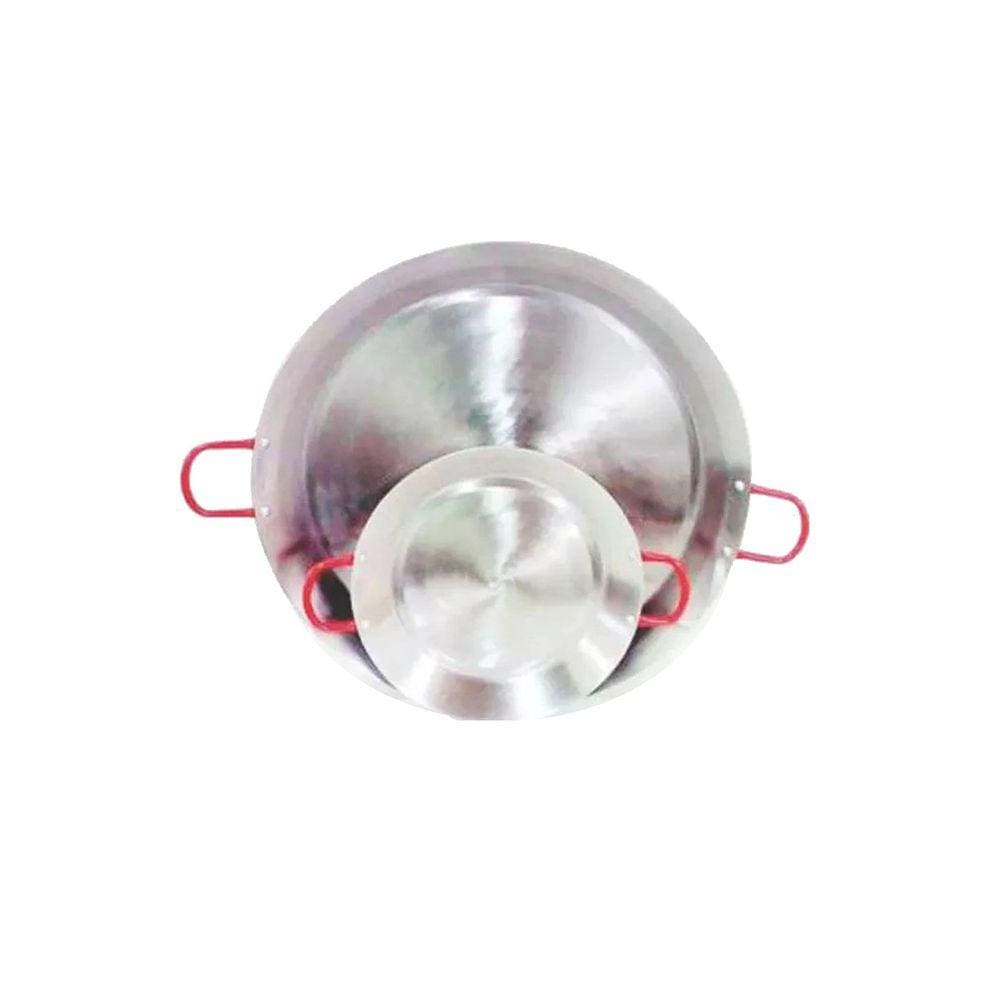 Paellera Tacho Aço Inox 2mm 9 Litros 50,5cm Alça Vermelha